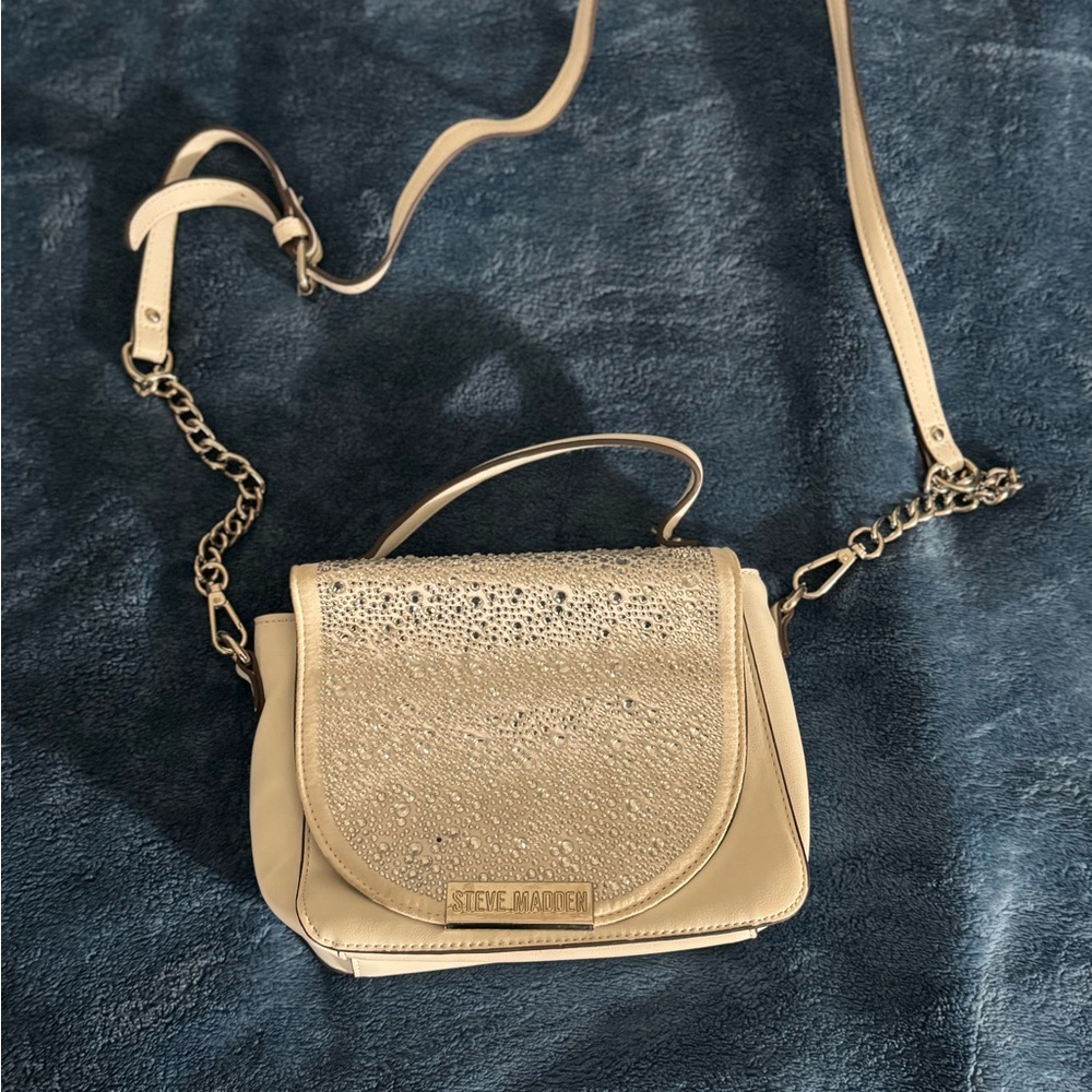 Steve Madden Beige Crossbody Bag with Chain Detail